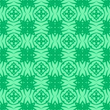 Green Ornamental Seamless Line Pattern イラスト素材