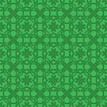 Green Ornamental Seamless Line Pattern Stock Illustration
