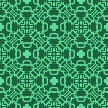 Green Ornamental Seamless Line Pattern 스톡 일러스트