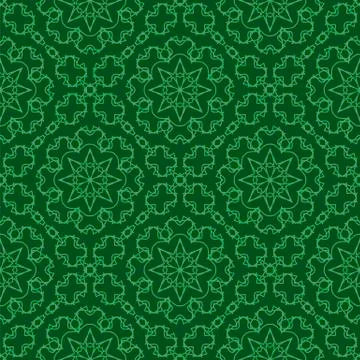 Green Ornamental Seamless Line Pattern Stock Illustration