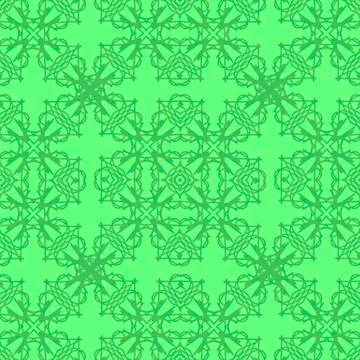 Green Ornamental Seamless Line Pattern イラスト素材