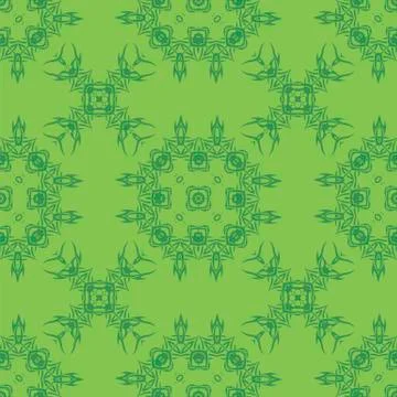 Green Ornamental Seamless Line Pattern 库存插图