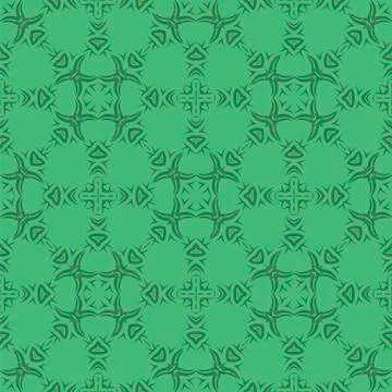 Green Ornamental Seamless Line Pattern イラスト素材