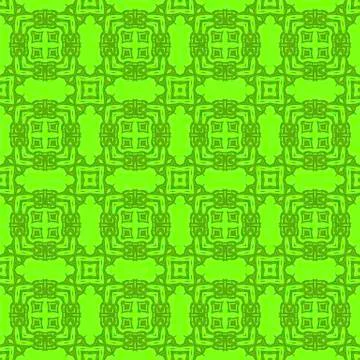 Green Ornamental Seamless Line Pattern イラスト素材