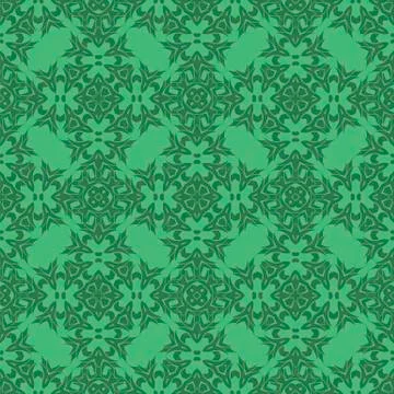 Green Ornamental Seamless Line Pattern Illustrazione stock