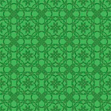 Green Ornamental Seamless Line Pattern 스톡 일러스트
