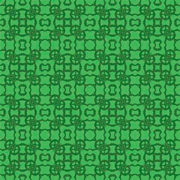 Green Ornamental Seamless Line Pattern 库存插图