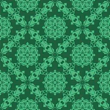 Green Ornamental Seamless Line Pattern Illustrazione stock