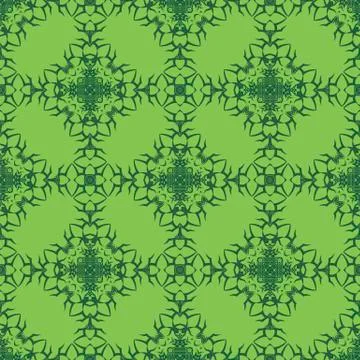 Green Ornamental Seamless Line Pattern Illustrazione stock
