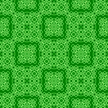Green Ornamental Seamless Line Pattern 库存插图
