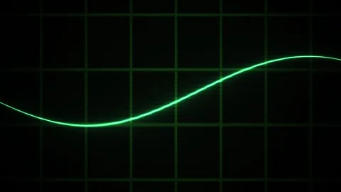 Green oscilloscope waveform on grid background. Stock Footage 340034419