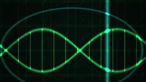 Green oscilloscope waveforms on black background with grid. Stock Footage 335530336