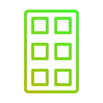 Green Outline Rectangle With Eight Empty Squares Stock Illustration