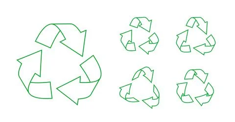 Green outline triangular recycling icon set vector Stock Illustration
