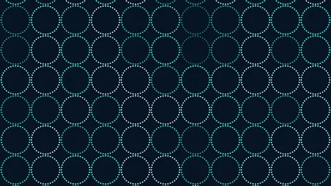 Green outlined circles on dark background repeating pattern of dotted circles Stock Footage 281905280