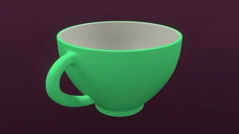 Green on the outside and white inside is a cup on a purple background. Stock Footage 195014447