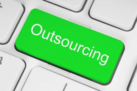 Green outsourcing button. Stock Photos