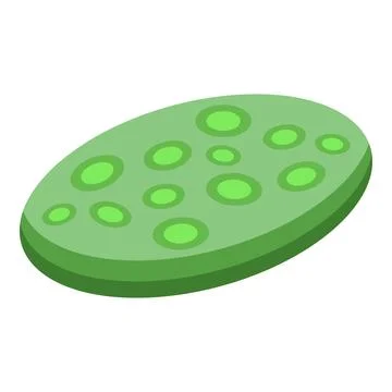 Green oval object showing an irregular surface with circular protrusions Stock Illustration