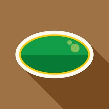 Green oval shape with shadow on brown background イラスト素材