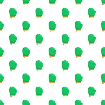 Green oven mitts pattern cooking protection kitchenware background Stock Illustration