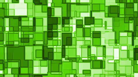 Green overlapping squares and rectangles form an abstract geometric pattern. Sui Stock Footage 325174266