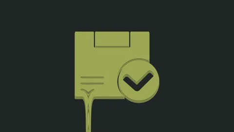 Green Package box with check mark icon isolated on black background. Parcel box Stock Footage 235446247