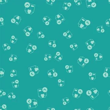 Green Package box with check mark icon isolated seamless pattern on green 스톡 일러스트