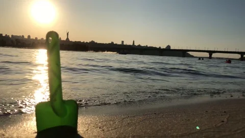 Green paddle on the beach in summer Stock Footage 119078972