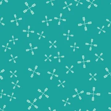 Green Paddle icon isolated seamless pattern on green background. Paddle boat  Stock Illustration