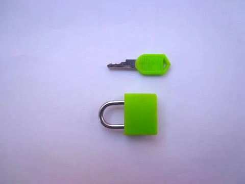 Green padlock in locked Fotos de archivo
