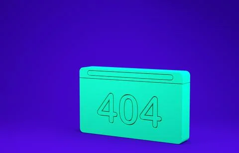 Green Page with a 404 error icon isolated on blue background. Template report Stock Illustration