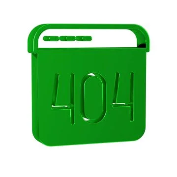 Green Page with a 404 error icon isolated on transparent background. Templa.. Illustrazione stock