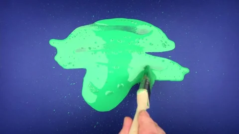 Green paint on blue screen paint brush #8 動画素材 221426322