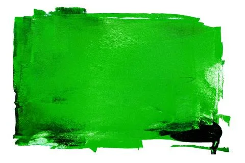 Green paint brush stroke texture isolated on white background Фото