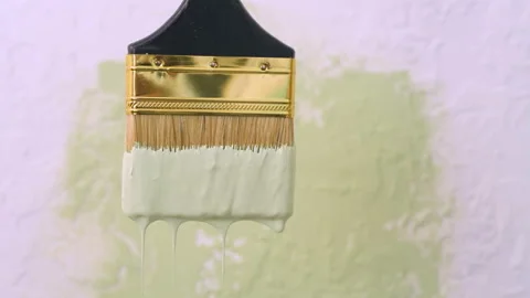 Green paint drips fall paint brush background Stock Footage 135471558