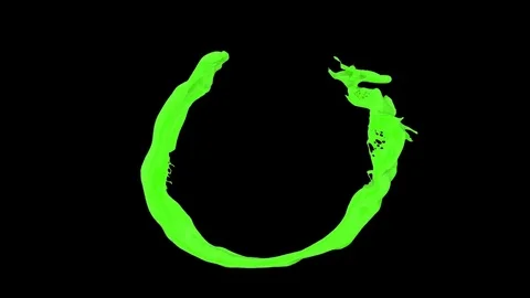 Green paint flowing in circle counterclockwise - on black, + alpha (FULL HD) Stock Footage 73497679