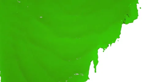Green paint flowing down in slow motion Stock Footage 65178207