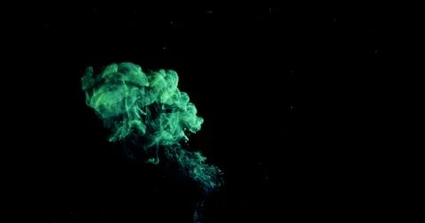 Green paint / ink / liquid cloud in water tank Stock Illustration