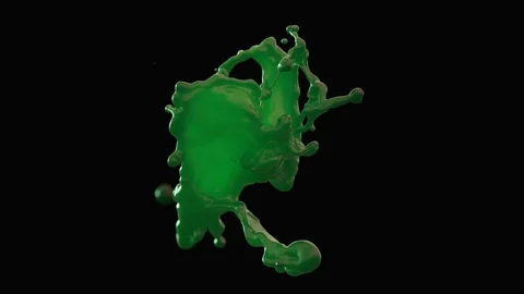 Green paint or toxic liquid colliding in slow motion forming beautiful splash Stock Footage 88476213