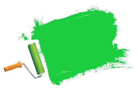 Green paint roller in action Stock Illustration