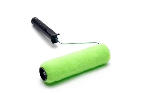 Green paint roller Stock Photos