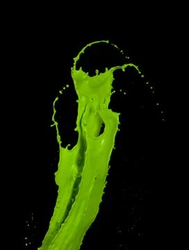 Green paint splash on black background Stock Illustration
