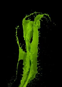 Green paint splash on black background Stock Illustration