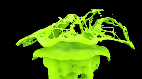 Green paint splash in slow motion, alpha channel included (FULL HD) Stock Footage 36840287