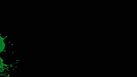 Green paint splash thrown in slow motion, liquid isolated on black (4K) Stock Footage 137111838