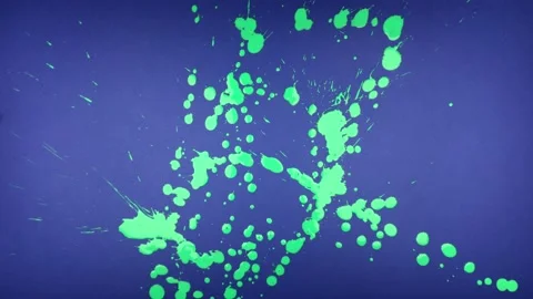 Green paint splatter on blue screen. #1 動画素材 221426494