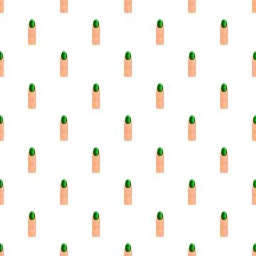 Green painted fingernail pattern repeating on white background 스톡 일러스트