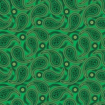 Green paisley seamless pattern Stock Illustration