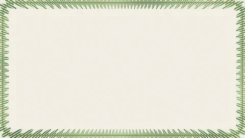 Green palm leaf border frame on plain white background Illustrazione stock