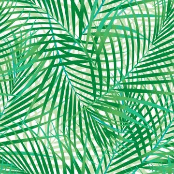 Green palm leaves seamless pattern. Stock Illustration